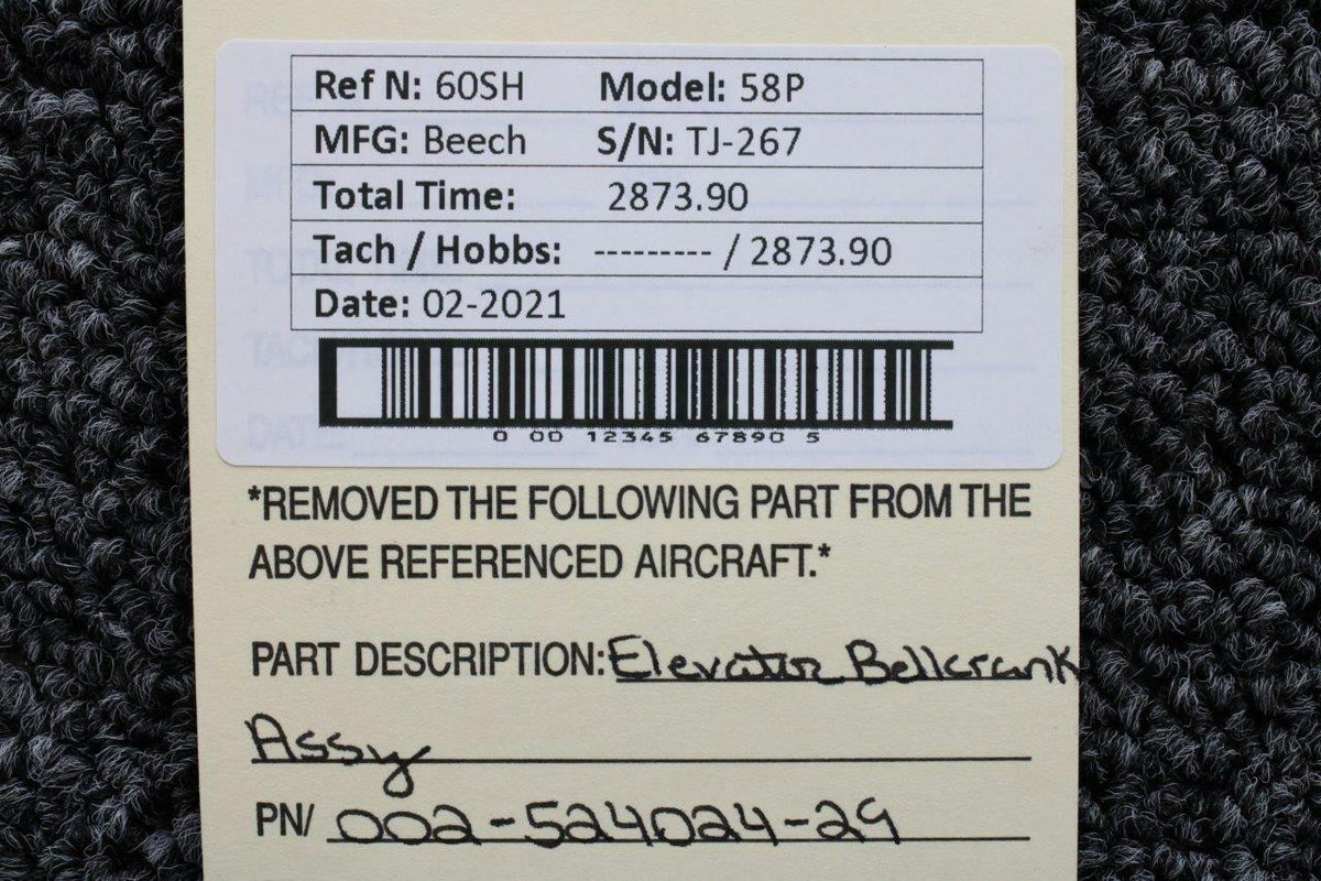 002-524024-29 Beech 58P Elevator Bellcrank Assembly BAS Part Sales | Airplane Parts