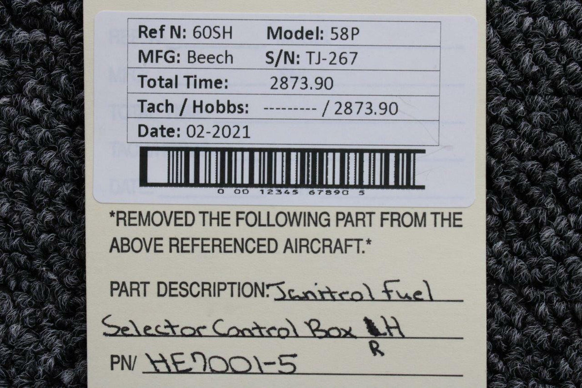 Janitrol HE7001-5 Beech 58P Janitrol Fuel Selector Control Box RH W/ Handle