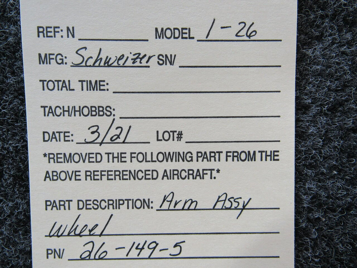 Schweizer 26-149-5 Schweizer I-26 Arm Assembly Wheel
