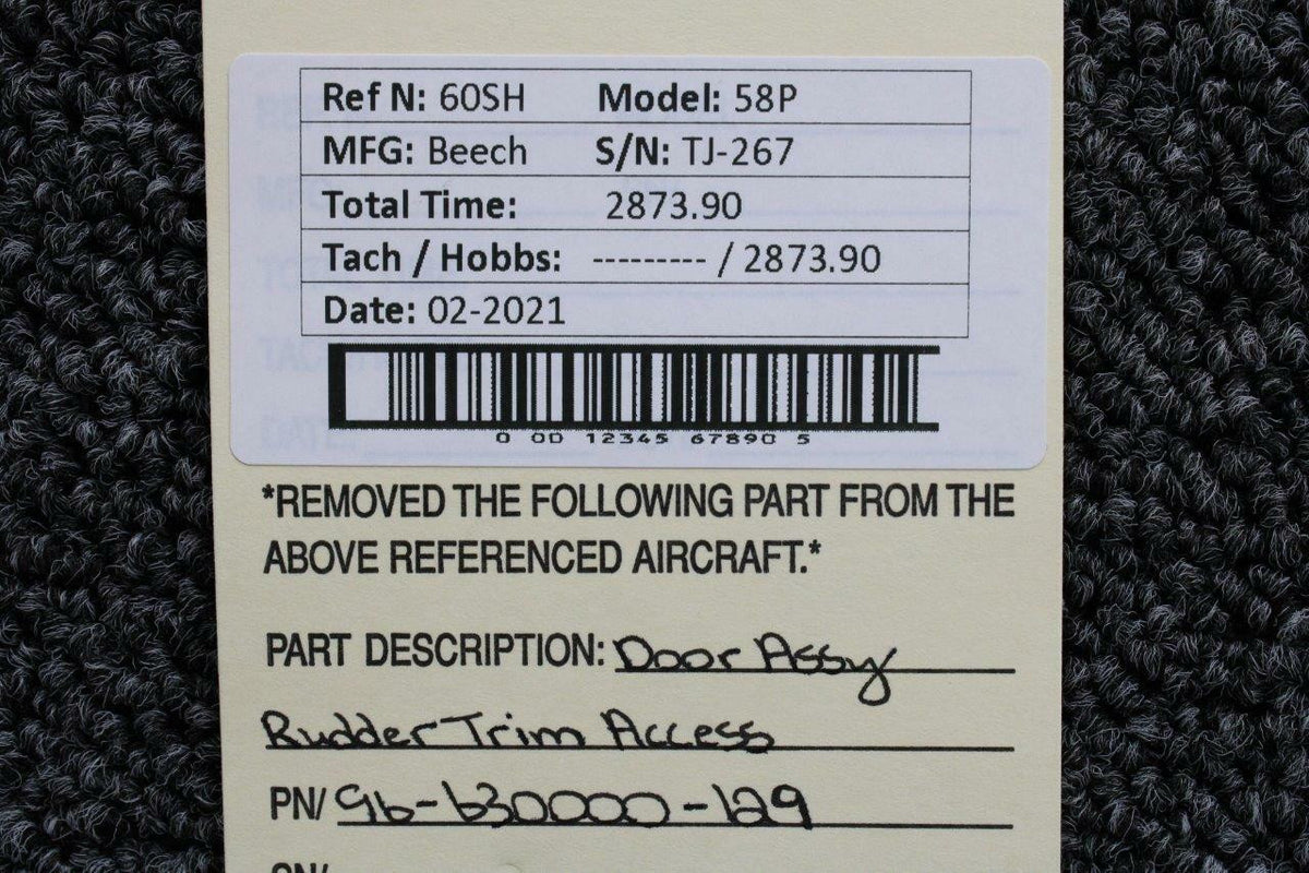96-630000-129 Beech 58P Door Rudder Trim Access Assembly BAS Part Sales | Airplane Parts