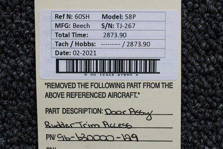 96-630000-129 Beech 58P Door Rudder Trim Access Assembly BAS Part Sales | Airplane Parts