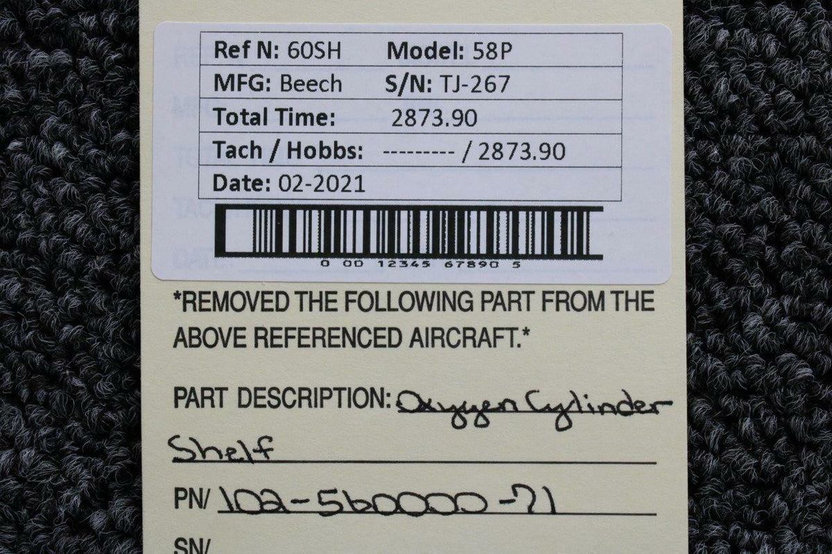 102-560000-71 Beech 58P Oxygen Cylinder Shelf BAS Part Sales | Airplane Parts
