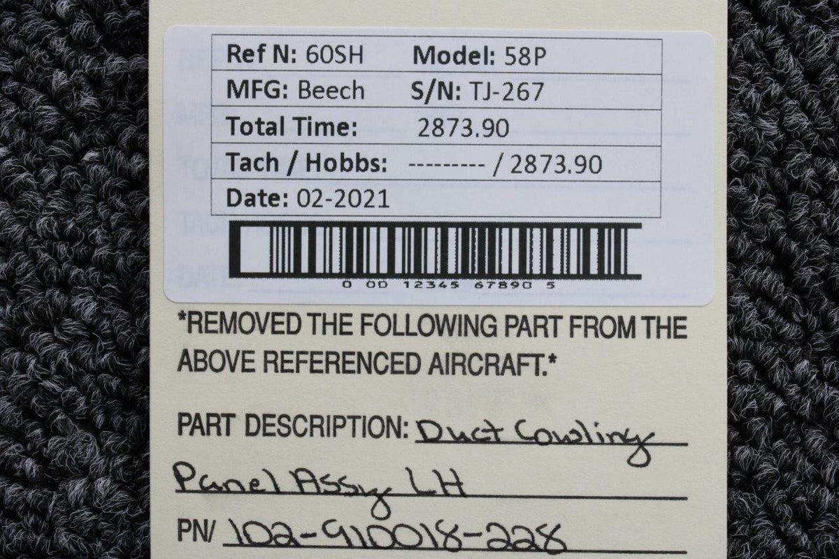 Beechcraft 102-910018-228 Beech 58P Duct Cowling Panel Assembly LH