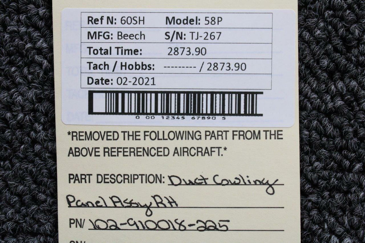 Beechcraft 102-910018-225 Beech 58P Duct Cowling Panel Assembly RH