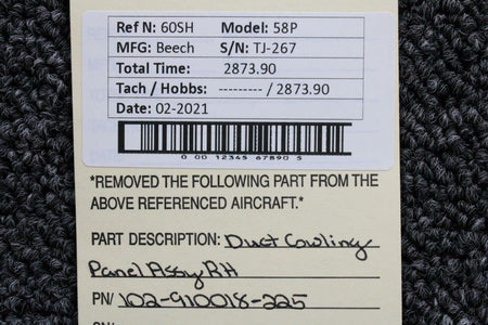 Beechcraft 102-910018-225 Beech 58P Duct Cowling Panel Assembly RH