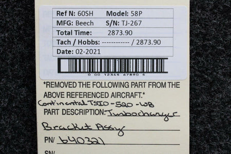 Beechcraft 640321 Beech 58P Continental TSIO-520-WB Turbocharger Bracket Assembly