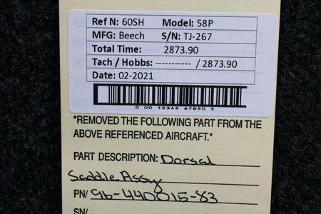 Beechcraft 96-440015-83 Beech 58P Dorsal Saddle Assembly