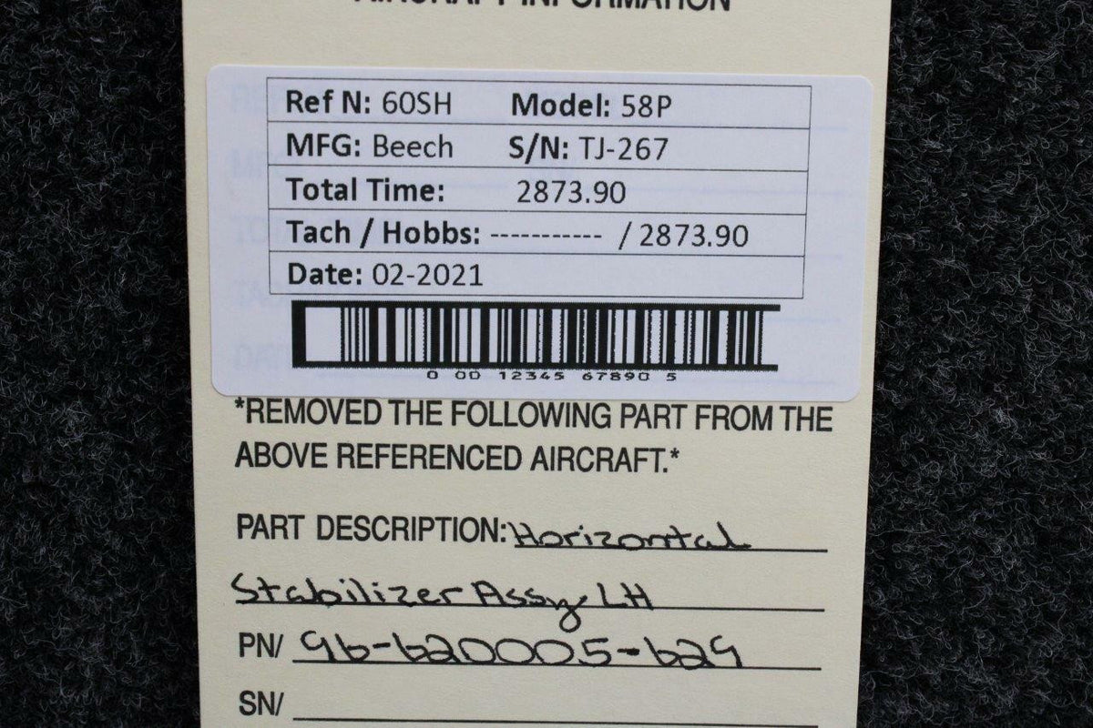 Beechcraft 96-620005-629 Beech 58P Horizontal Stabilizer Assembly LH w Boot