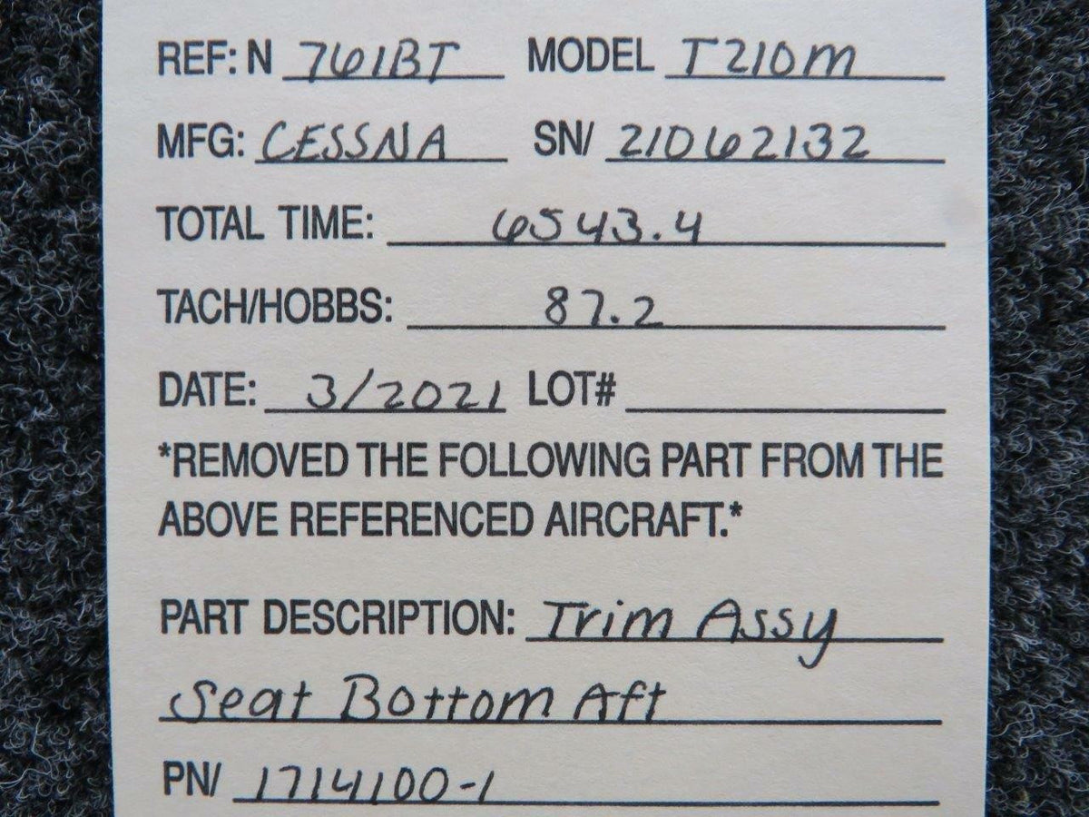 Cessna 1714100-1 Cessna T210M Trim Seat Bottom Assembly After