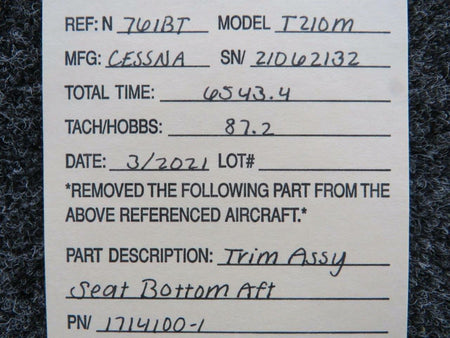 Cessna 1714100-1 Cessna T210M Trim Seat Bottom Assembly After