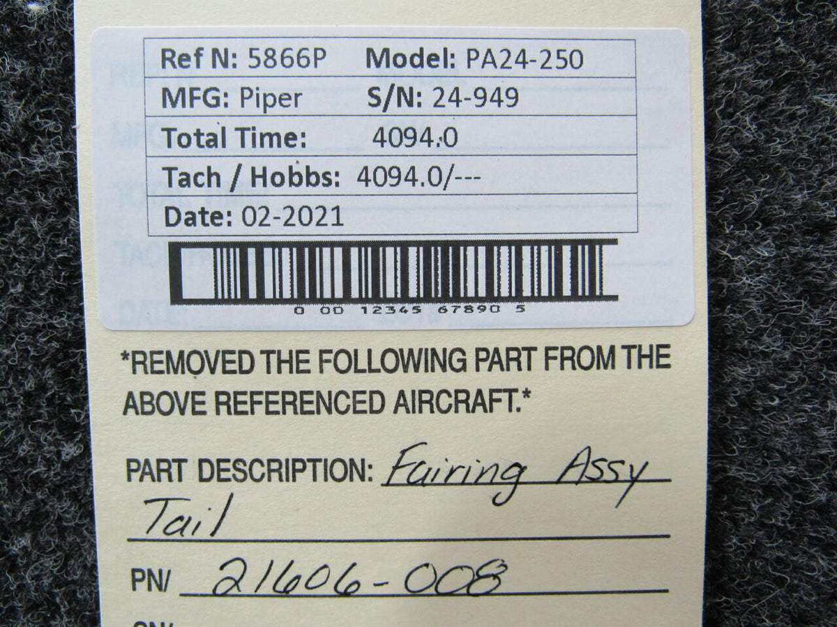Piper 21606-008 Piper PA24-250 Fairing Tail Assembly