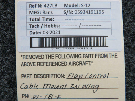 Rans W-TEL-R Rans S-12 Flap Cable Mount Assembly
