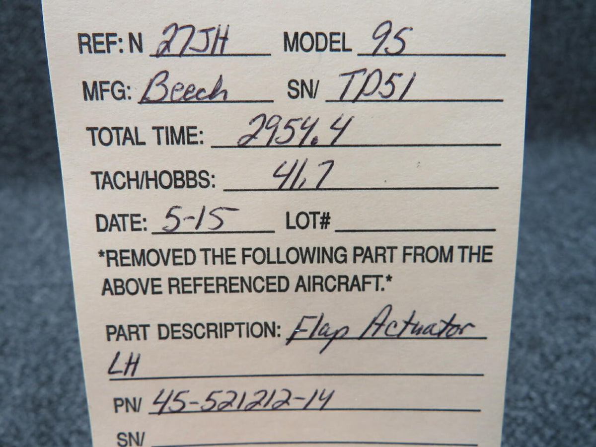 Beechcraft 45-521212-14 Beech 95 Flap Actuator LH