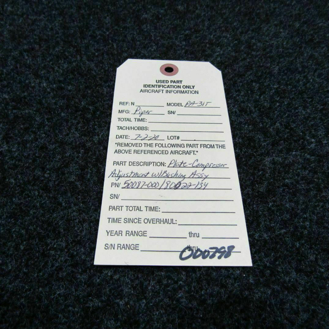 Piper 50087-000, 80022-134 Piper PA-31T Plate Compressor Adjustment w Bushing C20