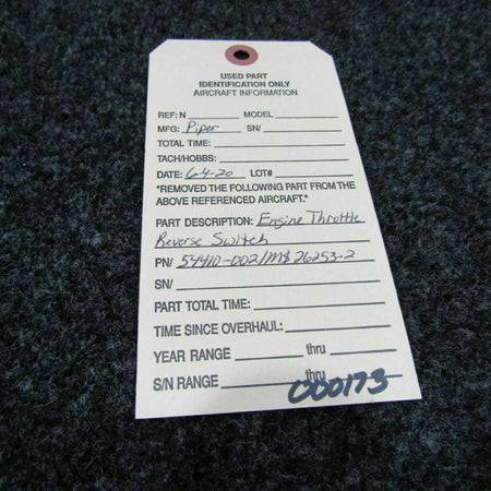 54410-002 (USE: MS26253-2) Piper PA-31T Throttle Reverse Switch (C20) BAS Part Sales | Airplane Parts