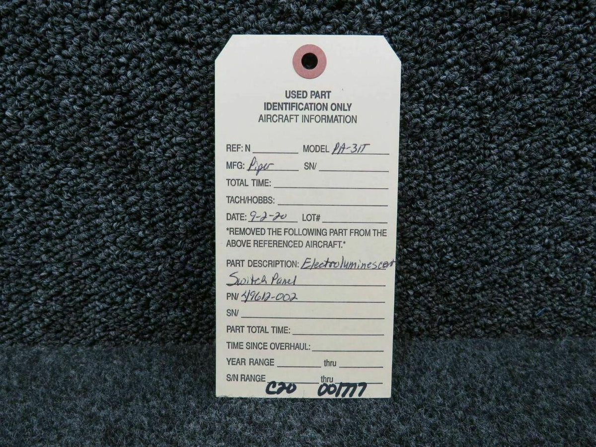 Piper 49612-002 Piper PA-31T Electroluminescent Switch Panel Assembly C20
