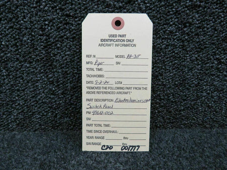 Piper 49612-002 Piper PA-31T Electroluminescent Switch Panel Assembly C20