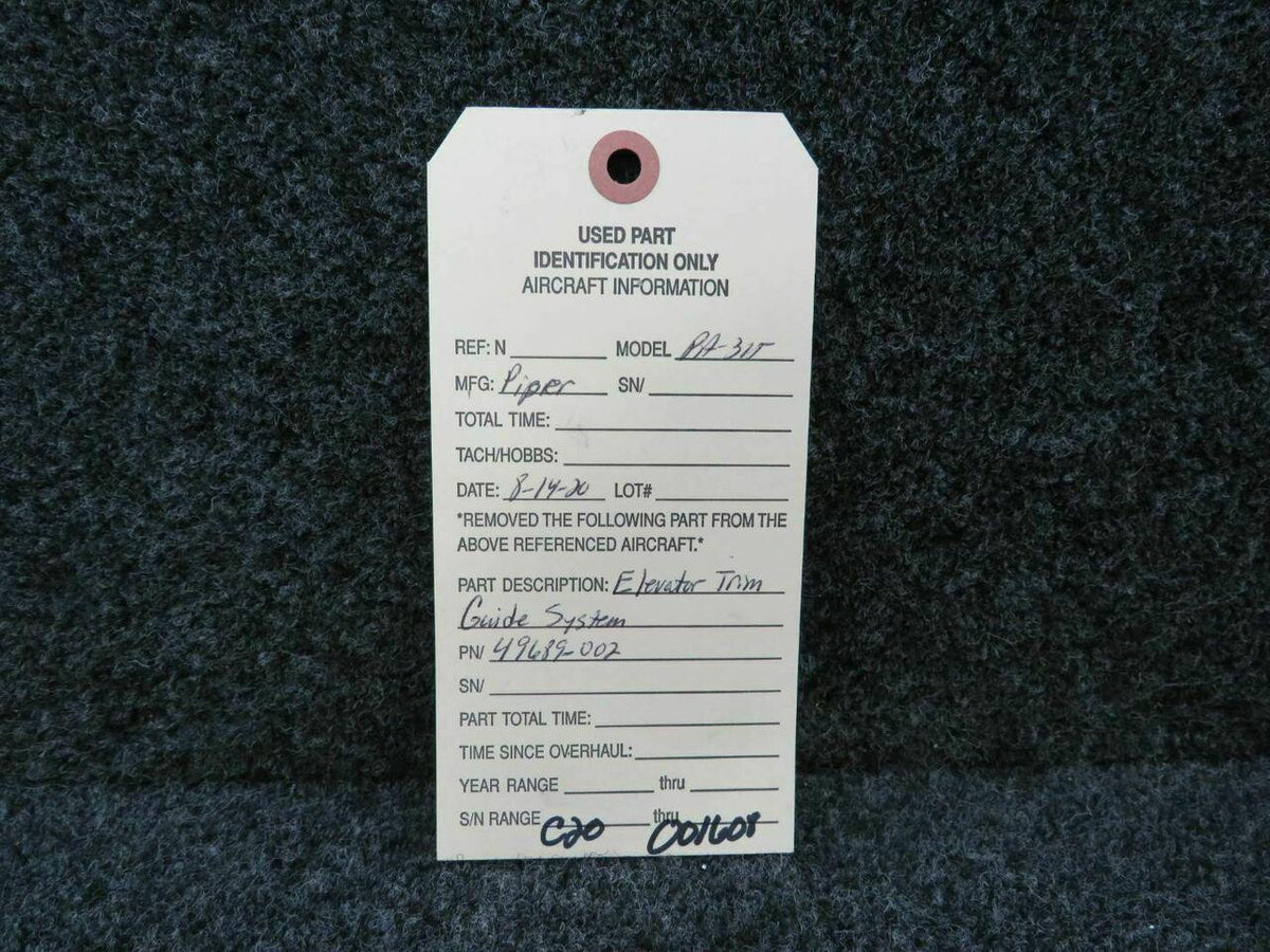 49689-002 Piper PA-31T Elevator Trim Guide (C20) BAS Part Sales | Airplane Parts