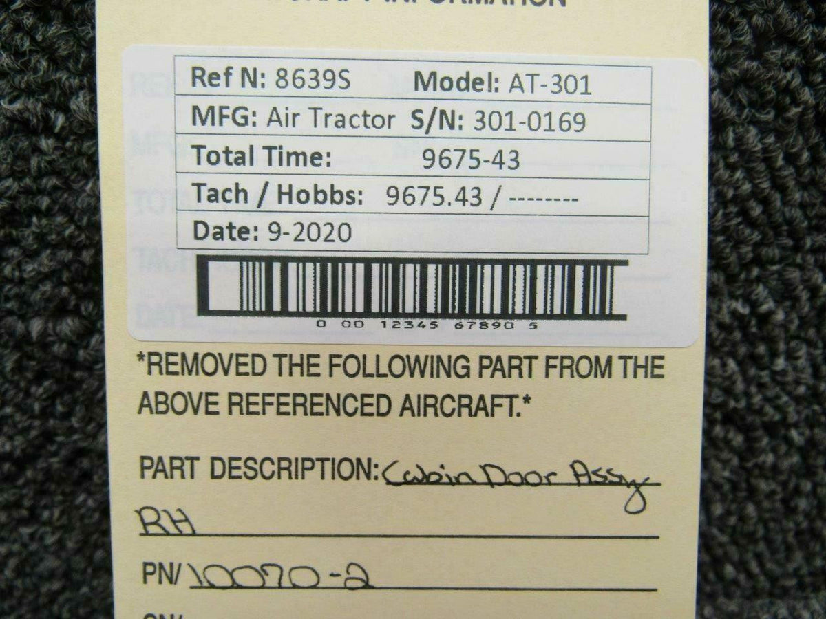 Air Tractor 10070-2 Air Tractor AT-301 Cabin Door Assy RH
