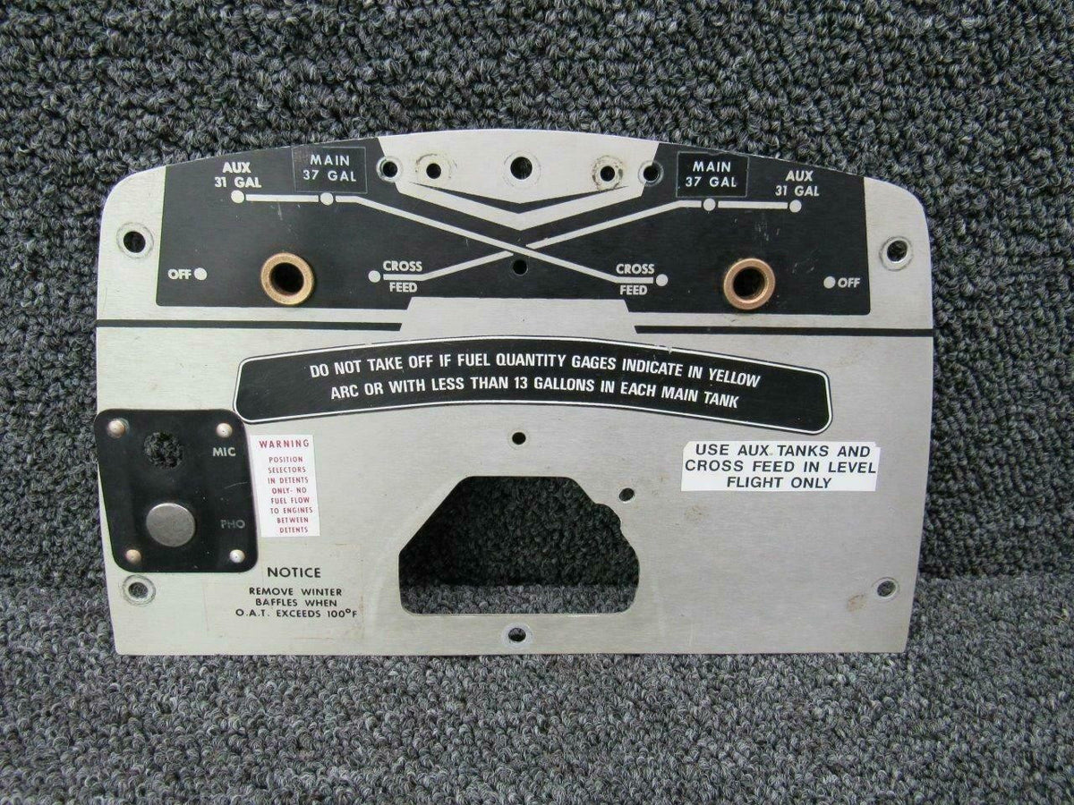 96-920011-1 Beech 95-C55 Panel Assy Fuel Selector 112 Gallon BAS Part Sales | Airplane Parts