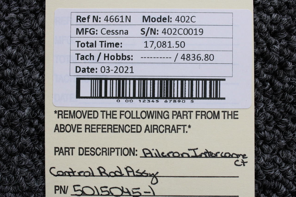 Cessna 5015045-1 Cessna 402C Aileron Interconnect Control Rod Assembly