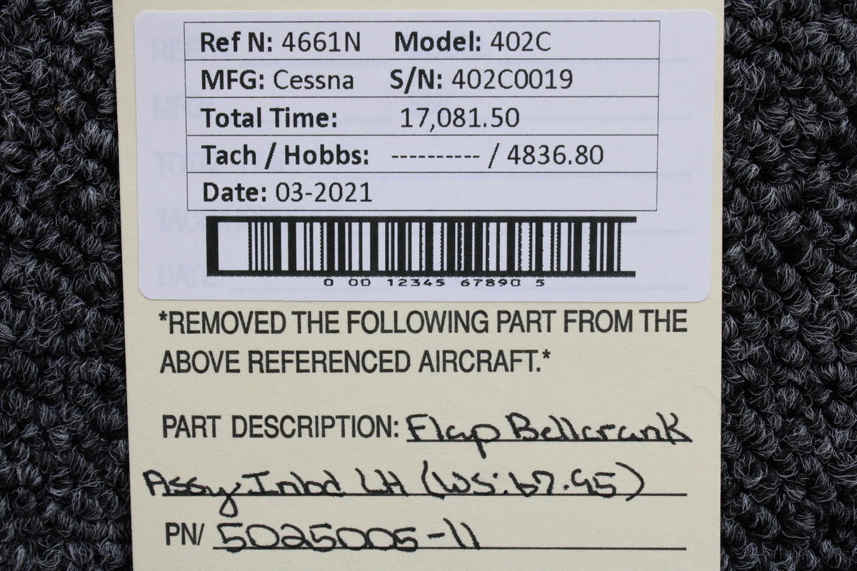 Cessna 5025005-11 Cessna 402C Flap Bellcrank Assembly Inbd LH WS 67.95
