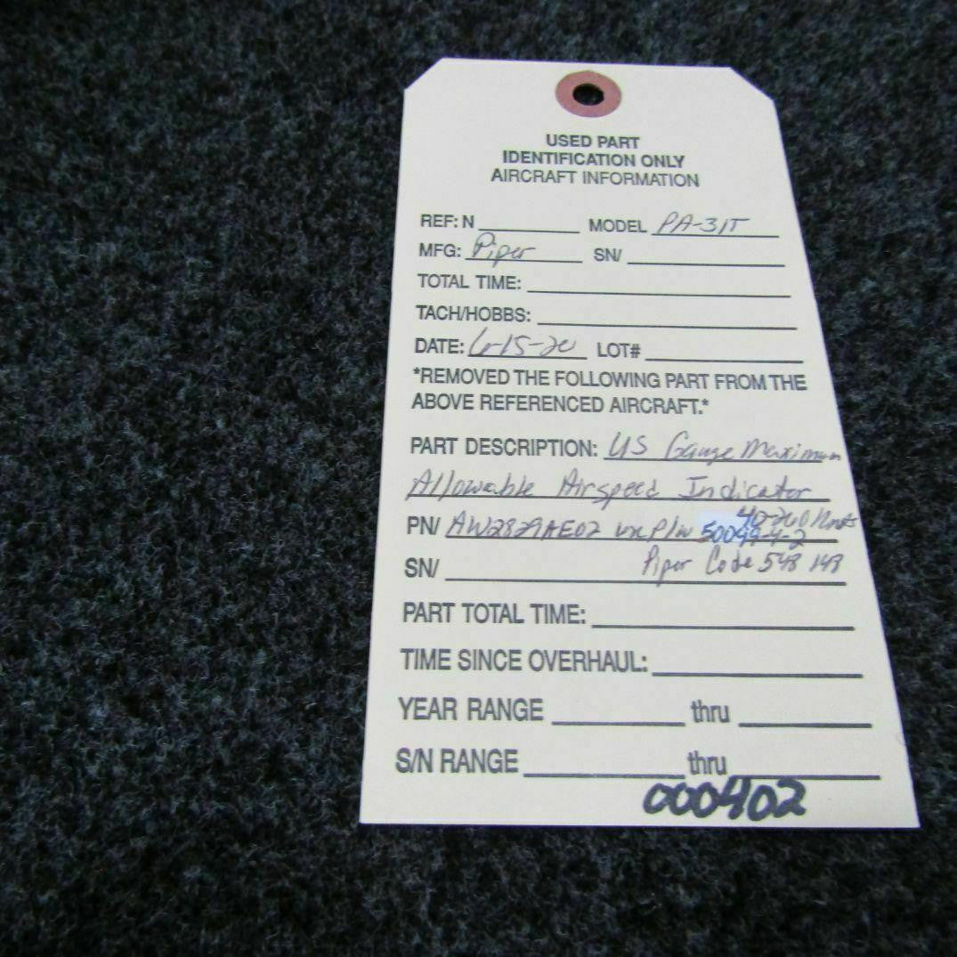 US Gauge AW2829AE02 USE 50099-4-2 US Airspeed Indicator C20