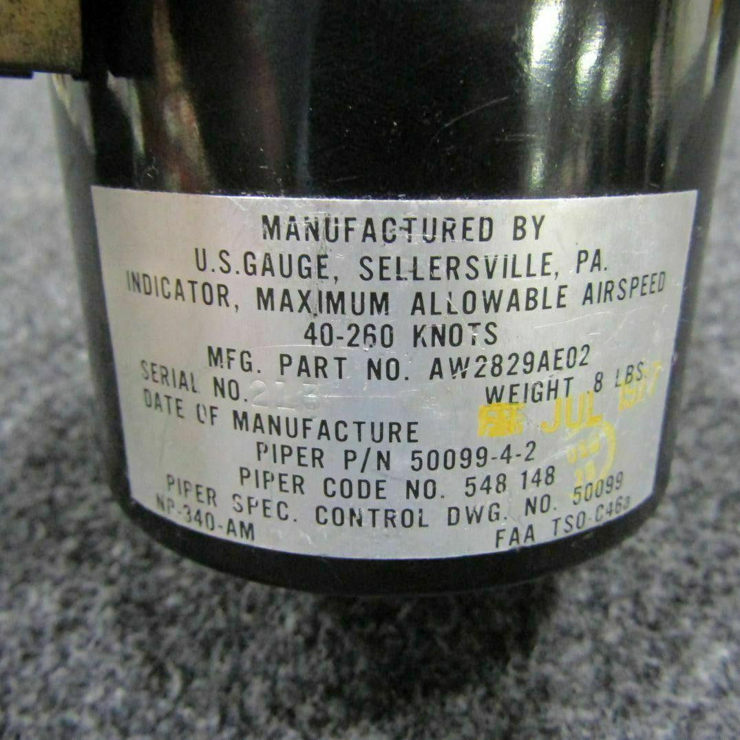 US Gauge AW2829AE02 USE 50099-4-2 US Airspeed Indicator C20
