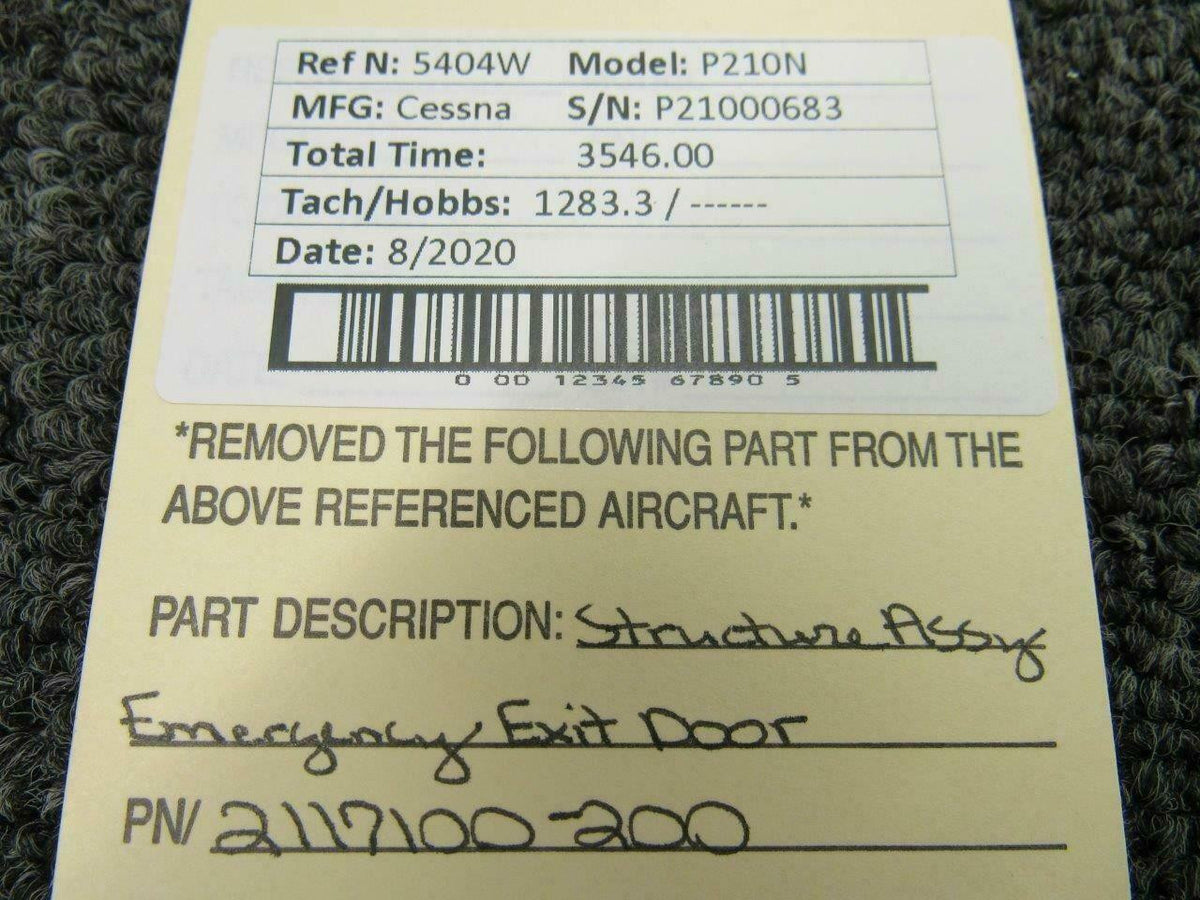 2117100-200 Cessna P210N Emergency Exit Door Structure Assy BAS Part Sales | Airplane Parts