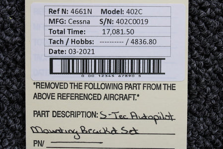 S-Tec Cessna 402C S-Tec Autopilot Mounting Bracket Set