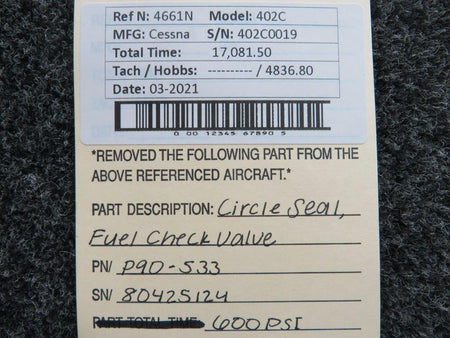 Circle Seal P90-533 Cessna 402C Circle Seal Fuel Check Valve