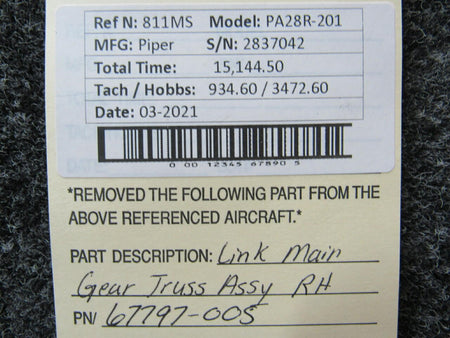 Piper 67797-005 Piper PA28R-201 Link Main Gear Truss Assembly RH
