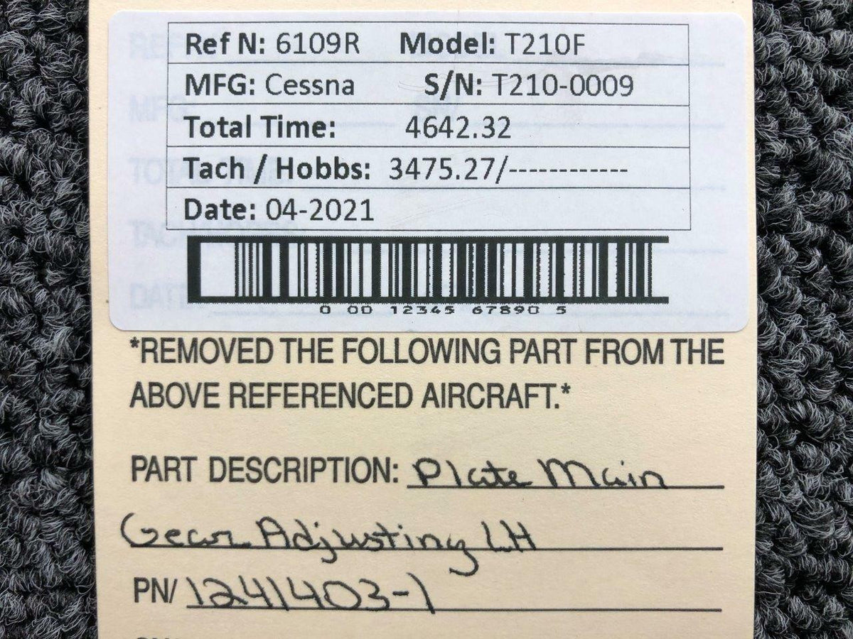 Cessna 1241403-1 Cessna T210F Main Gear Adjusting Plate LH