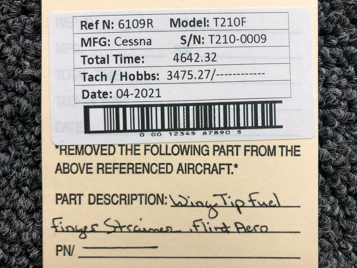 Flint Aero Cessna T210F Flint Aero Wing Tip Fuel Finger Strainer Assembly