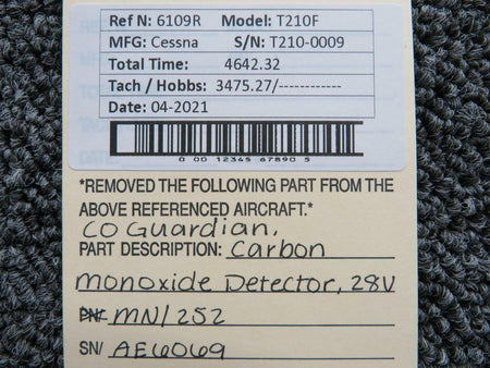 Co Guardian Cessna T210F Co Guardian 252 Carbon Monoxide Detector Volts 28