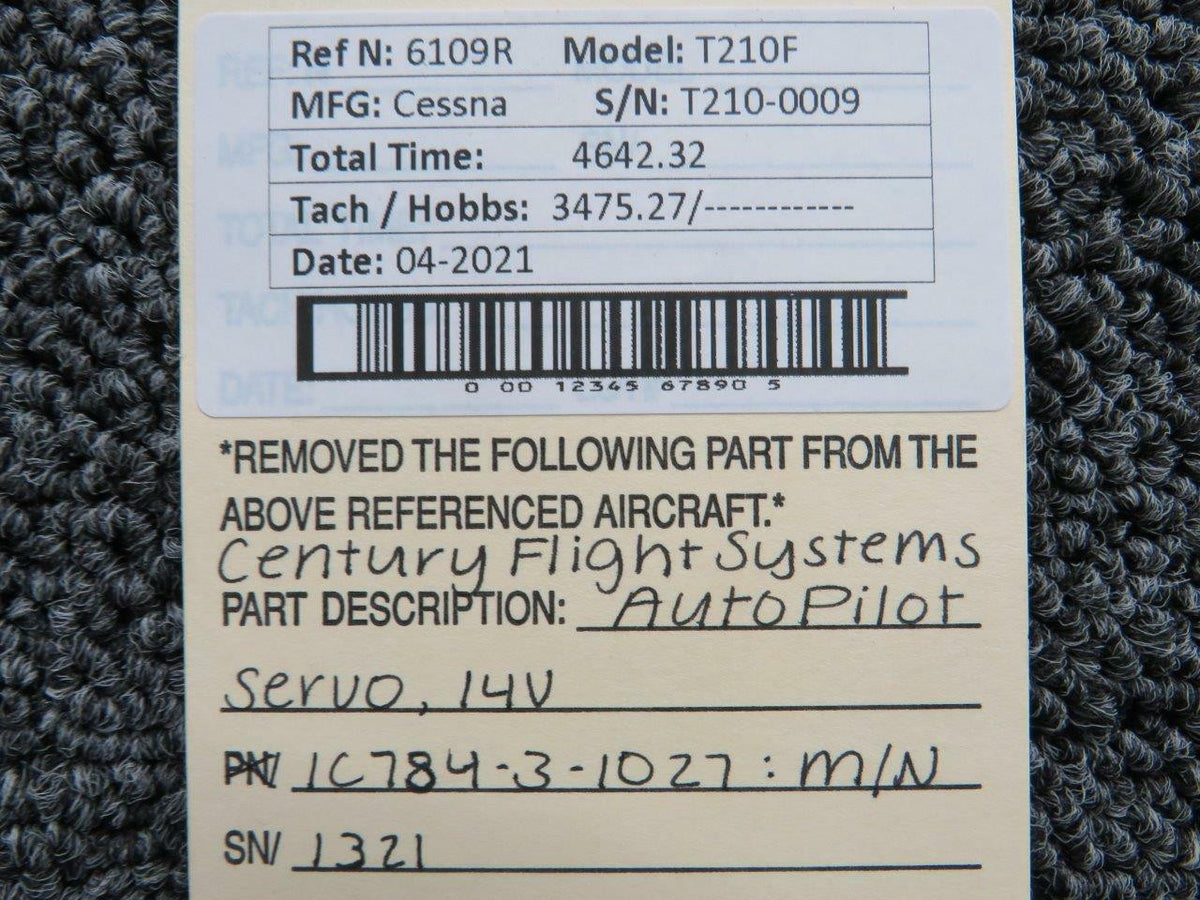 Century Flight Systems Cessna T210F Century Flight Systems 1C784-3-1027 Autopilot Servo Volts 14