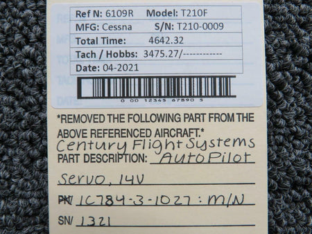 Century Flight Systems Cessna T210F Century Flight Systems 1C784-3-1027 Autopilot Servo Volts 14