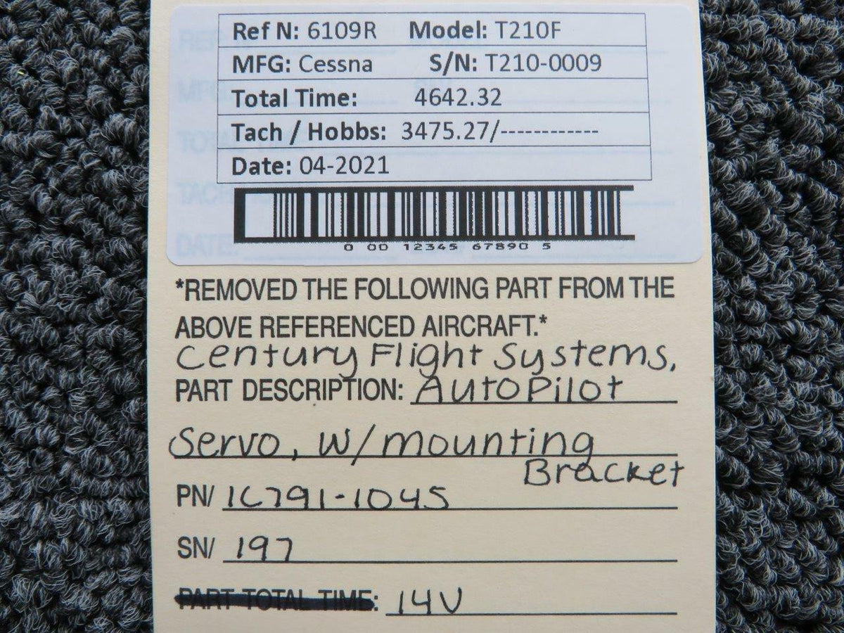 Century Flight Systems Cessna T210F Century Flight Systems 1C791-1045 Autopilot Servo W/ Mounting Bracket 14V