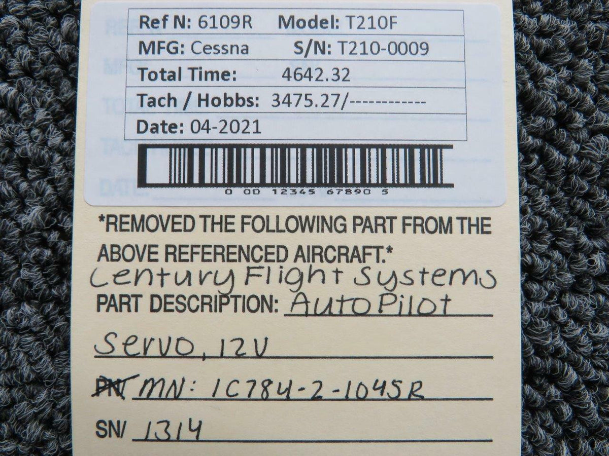 Century Flight Systems Cessna T210F Century Flight Systems 1C784-2-1045R Autopilot Servo Volts 12