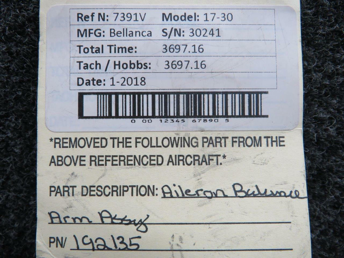 Bellanca 192135 Bellanca 17-30 Aileron Balance Arm Assembly