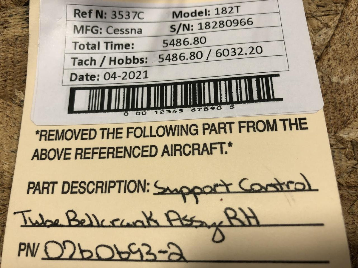 Cessna 0760693-2 Cessna 182T Support Control Tube Bellcrank Assy RH