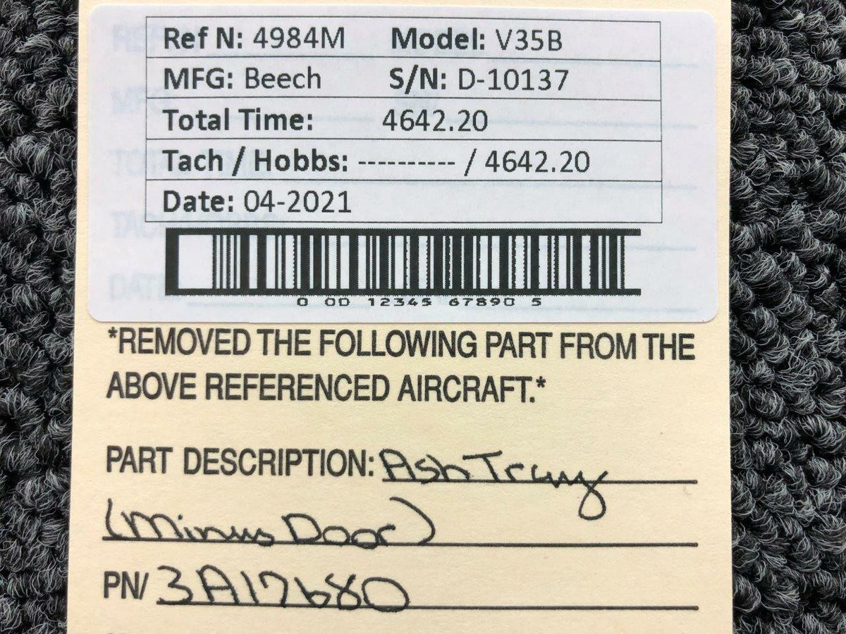 Beechcraft 3A17680 Beech V35B Ash Tray Assembly Minus Door