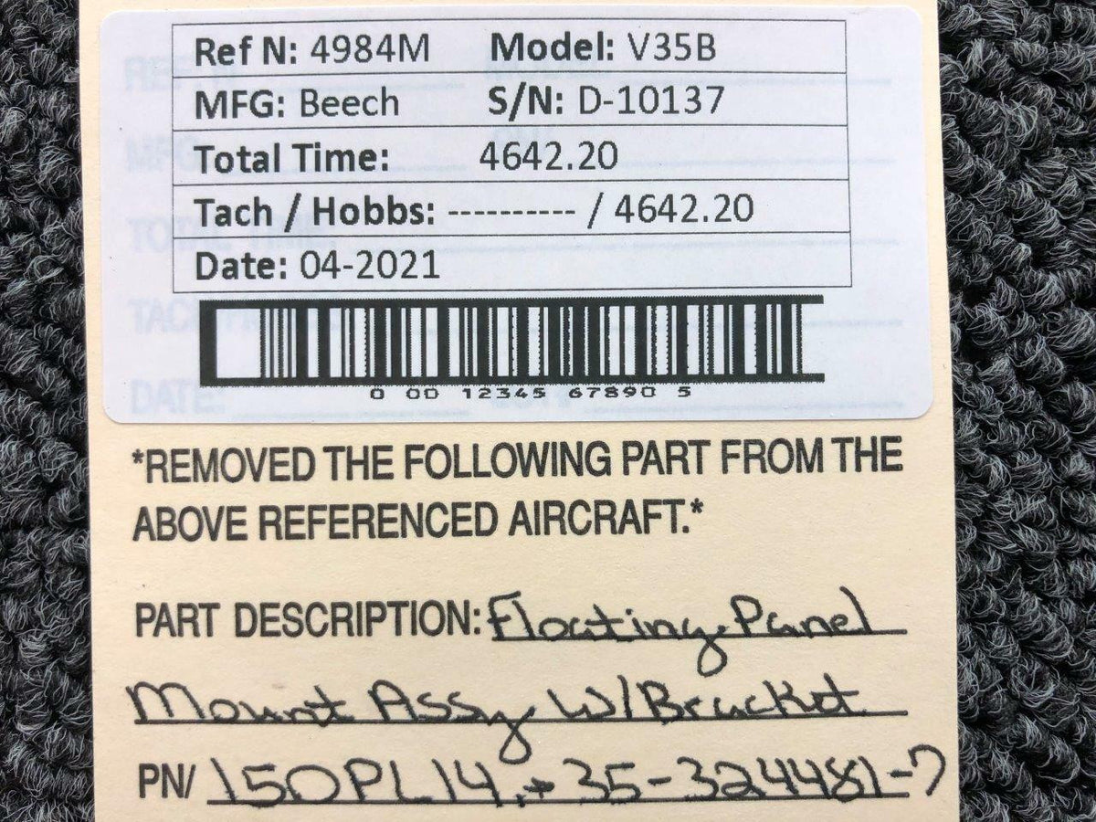 Beechcraft 150PL14 / 35-324481-7 Beech V35B Floating Panel Mount Assembly W/ Bracket