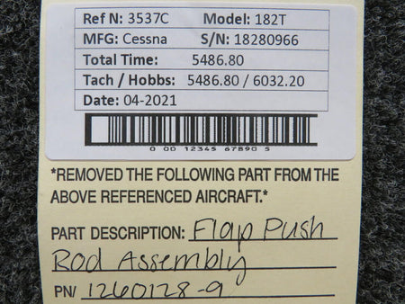 Cessna 1260128-9 Cessna 182T Flap Push Rod Assembly