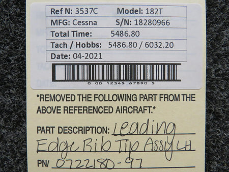 Cessna 0722180-97 Cessna 182T Leading Edge Rib Tip Assembly LH
