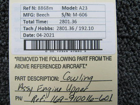 Beechcraft Beechcraft A23 Engine Cowling Assembly Upper
