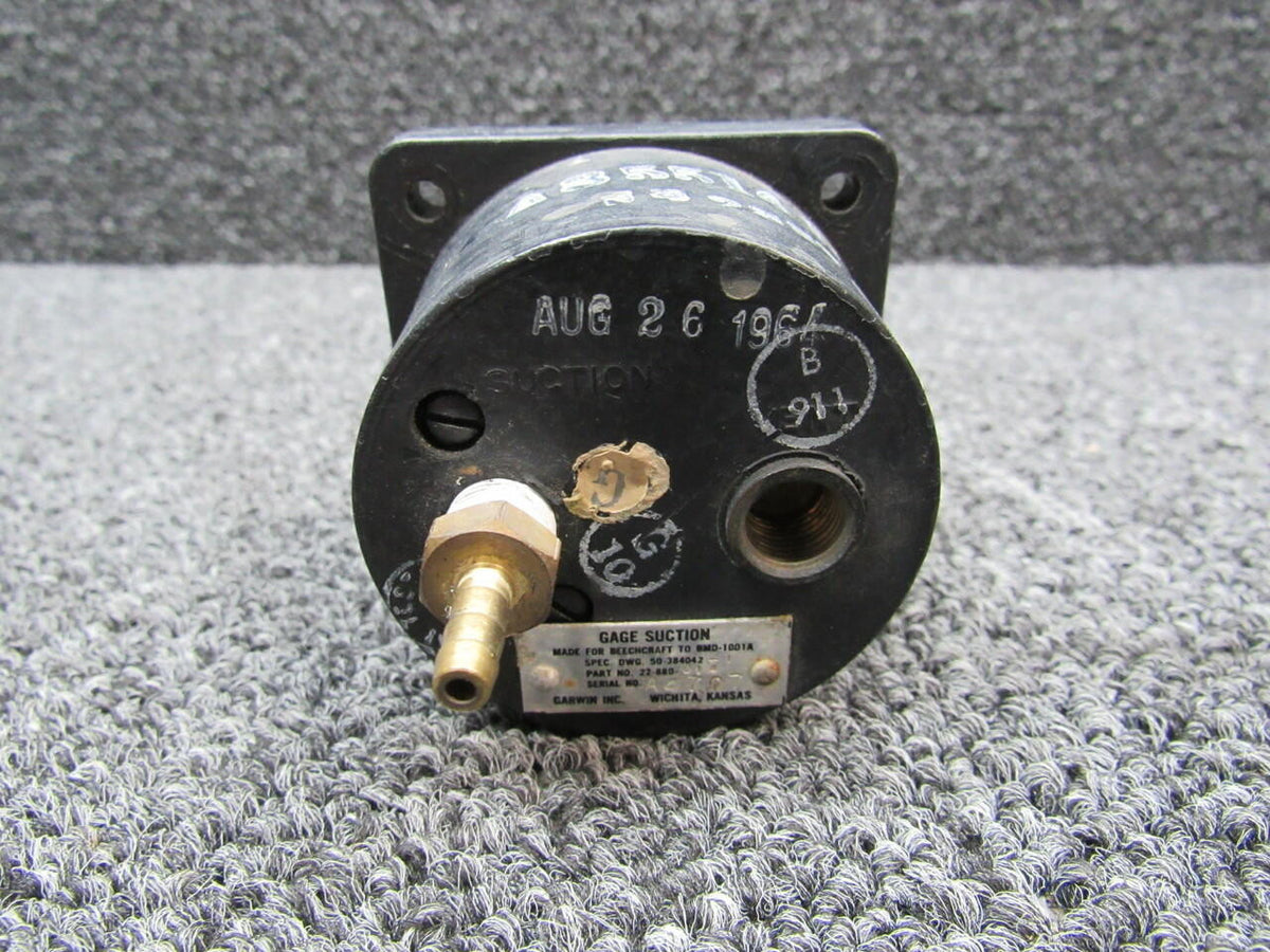 GARWIN 50-384042-1 USE 22-880-010 Beechcraft A23 Garwin Suction Indicator