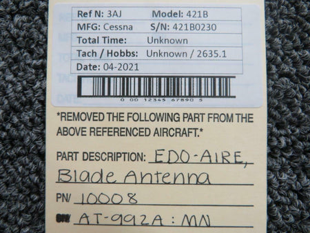 Edo-Aire 10008 M/N AT-992A Cessna 421B Edo-Aire Blade Antenna