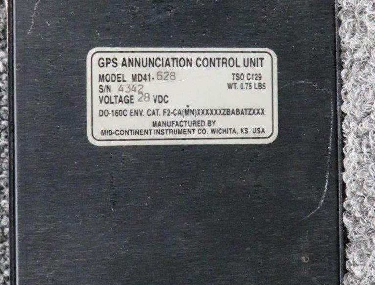 Mid Continent Instruments MD41-628 Mid Continent GPS Annunciations Control Unit V 28