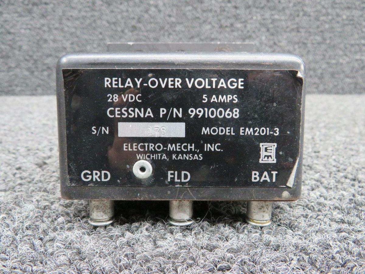 Electro-Mech 9910068 M/N EM201-3 Cessna 421B Electro-Mech Over Voltage Relay V 28